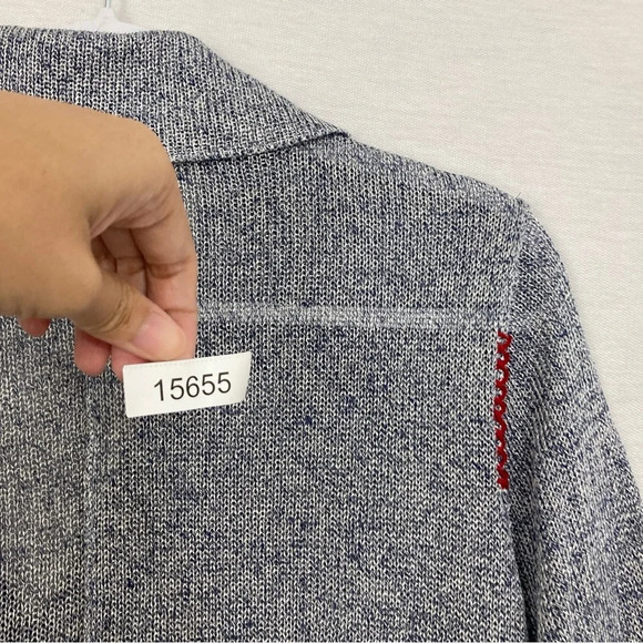 Barbara Katz Gray Multi Color Embroidered Collar Button Knit Cardigan Large - Picture 12 of 12